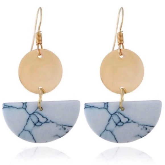 Jewelry - 3 for $15 🪐 marble and gold shield earrings